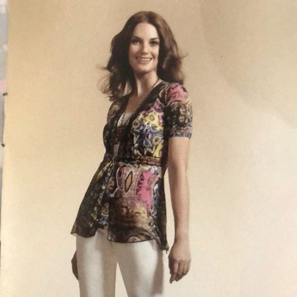 CAbi Multicolor Patterned Top
